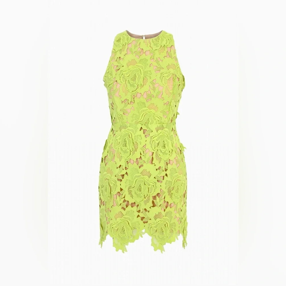 Adelyn Rae Cassie 3D Crochet Dress Lime Green M - Picture 4 of 6